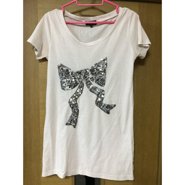 SmackyGlam(スマッキーグラム)のSmacky Glam リボンラインストーンTシャツ レディースのトップス(カットソー(半袖/袖なし))の商品写真