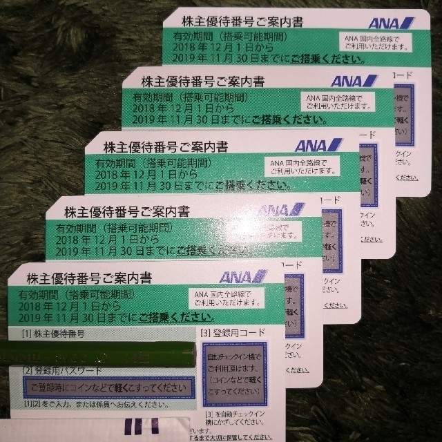 ANA(全日本空輸)(エーエヌエー(ゼンニッポンクウユ))のANA 株主優待券 5枚 チケットの優待券/割引券(その他)の商品写真