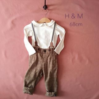 エイチアンドエム(H&M)のH &M エイチアンドエム｜サスペンダー付きチェックパンツ ┈❁︎⑅∮68cm(パンツ)