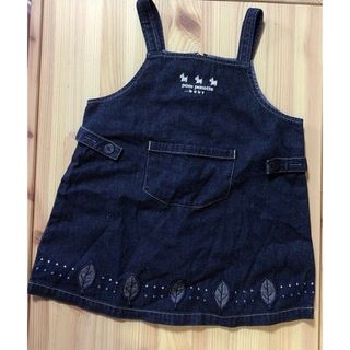 ポンポネット(pom ponette)のpom ponette  刺繍入りオーバーオールスカート ９０(ワンピース)