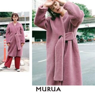 ムルーア(MURUA)の値下げ！MURUA リングノーカラーコート ロングコート(毛皮/ファーコート)