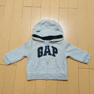 ベビーギャップ(babyGAP)のbabyGAP くまみみロゴパーカー 裏起毛 グレー  70(トレーナー)