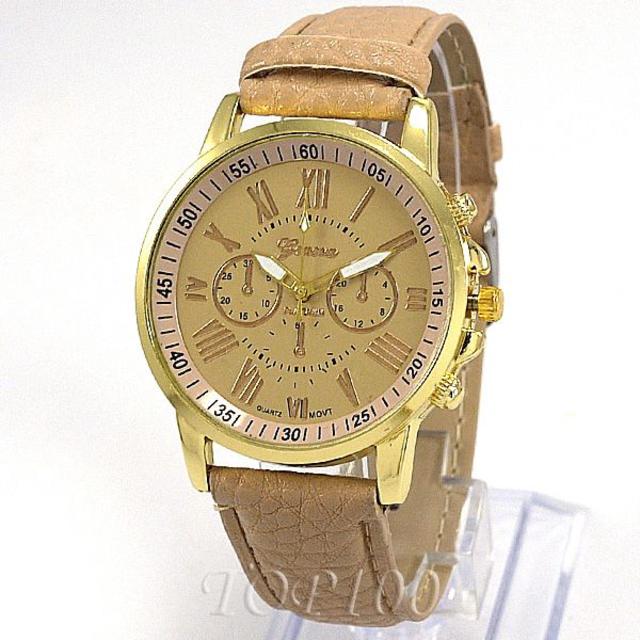 腕時計 レディース メンズ 茶 ゴールド 革ベルト 激安! 0092 レディースのファッション小物(腕時計)の商品写真