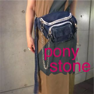 パメオポーズ(PAMEO POSE)の新品 pony stone ラージデニムウエストバッグ(ボディバッグ/ウエストポーチ)