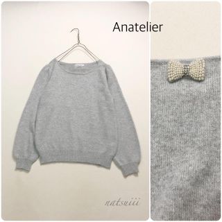 アナトリエ(anatelier)のAnatelier アナトリエ . バックリボン アンゴラ パフ袖 ニット(ニット/セーター)