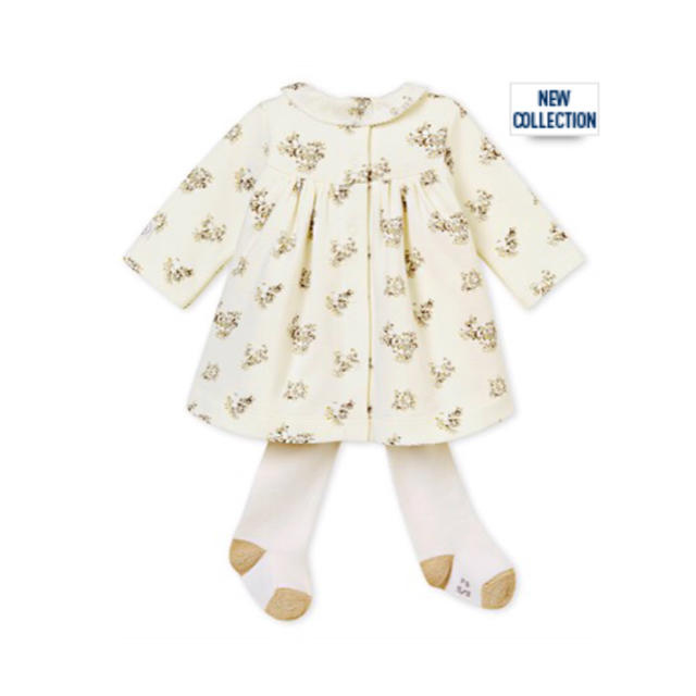 PETIT BATEAU(プチバトー)のぴりこ様専用♡12m プチバトー ダブルジャージタイツ付きワンピース キッズ/ベビー/マタニティのベビー服(~85cm)(ワンピース)の商品写真