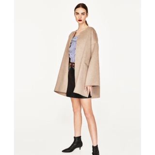 ザラ(ZARA)のZARA ノーカラー ウールコート(ノーカラージャケット)