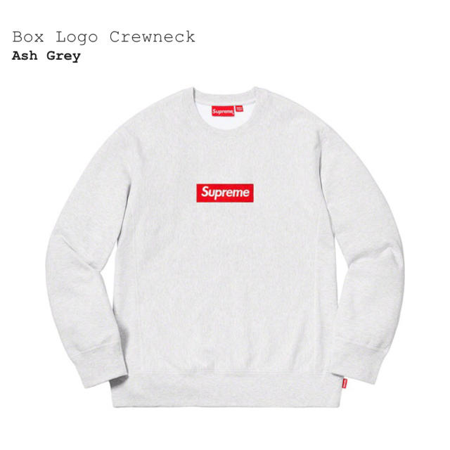 新品同様 Box Supreme Supreme Logo Ｍサイズ Grey Ash Crewneck スウェット 