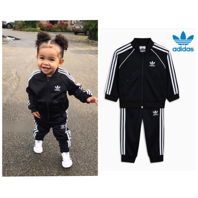 adidas(アディダス)の日本未発売 アディダス 黒ジャージ 上下 キッズ/ベビー/マタニティのベビー服(~85cm)(パジャマ)の商品写真