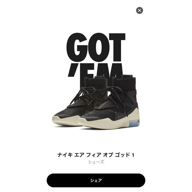 ナイキ AIR FEAR OF GOD 1  27.5㎝