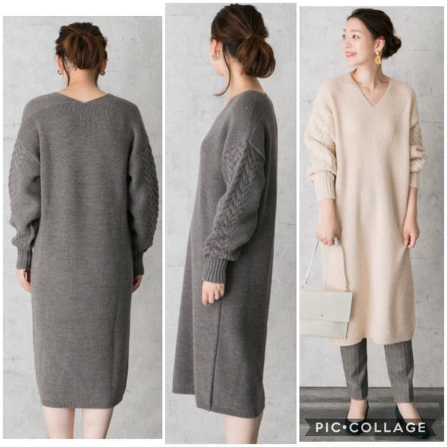 URBAN RESEARCH ROSSO(アーバンリサーチロッソ)の【mirai様専用】片畦Vネックワンピース  ECRU レディースのワンピース(ロングワンピース/マキシワンピース)の商品写真