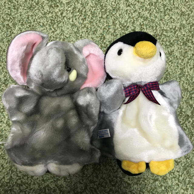 パペット ゾウ、ペンギン キッズ/ベビー/マタニティのおもちゃ(ぬいぐるみ/人形)の商品写真