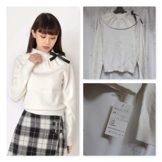 アンクルージュ(Ank Rouge)の(新品)Ank Rouge/グログランリボンフリルタートルプルオーバー(ニット/セーター)