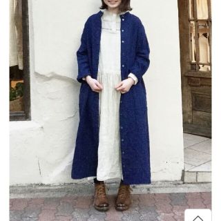 ネストローブ(nest Robe)の未使用☆ネストローブ　リネンインディゴモックネックワンピース(ロングワンピース/マキシワンピース)