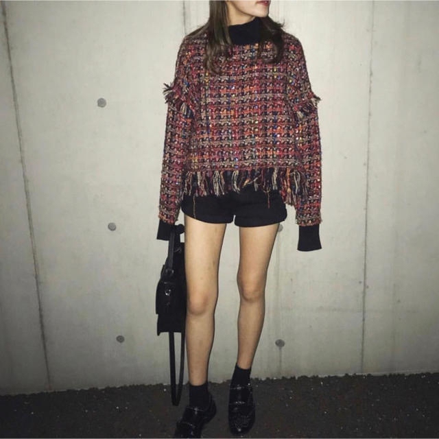 ZARA(ザラ)のZARA ツイードフリンジトップス レディースのトップス(ニット/セーター)の商品写真