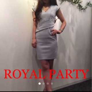 ロイヤルパーティー(ROYAL PARTY)のroyal party 斜め切り替え タイトワンピース ベージュ(ミニワンピース)