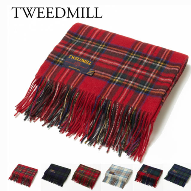 TWEED MILL 赤チェックマフラー