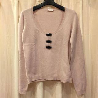 ヴァレンティノ(VALENTINO)のVALENTINO バレンティノ カシミヤ ニット リボン トップス ピンク  (ニット/セーター)