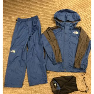 ザノースフェイス(THE NORTH FACE)のノースフェイス キッズ レインウェア 130 セットアップ 収納袋付き 青(レインコート)