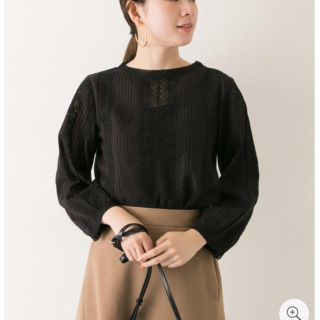 アーバンリサーチ(URBAN RESEARCH)のアンティークレースブラウス(ロングスリーブ) BLACK(シャツ/ブラウス(長袖/七分))