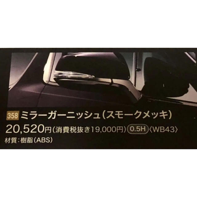 トヨタ(トヨタ)の新品30系 ヴェルファイア 純正 モデリスタ ミラーガーニッシュ スモークメッキ 自動車/バイクの自動車(その他)の商品写真