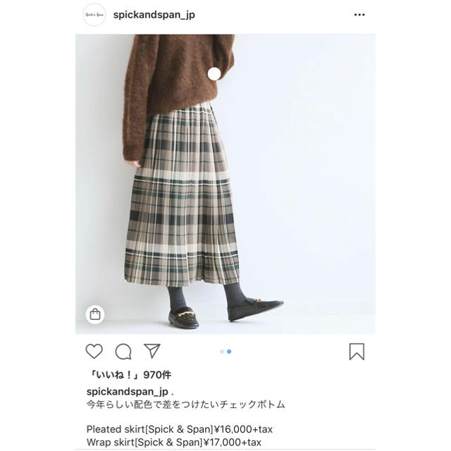 Spick & Span(スピックアンドスパン)のspick&span 現在完売 チェックプリーツSK 新品 レディースのスカート(ロングスカート)の商品写真