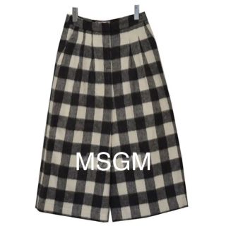 エムエスジイエム(MSGM)のMSGM ワイドシルエット チェック柄 ガウチョパンツ ワイドパンツ ウール(カジュアルパンツ)