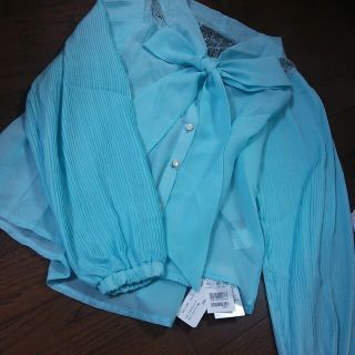 シフォンシャツ♪水色☆新品(シャツ/ブラウス(長袖/七分))