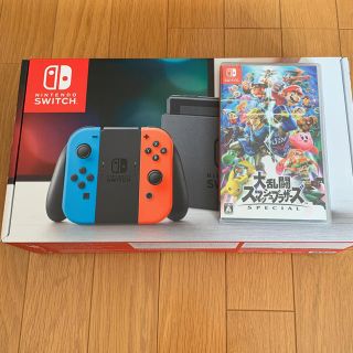 ニンテンドースイッチ(Nintendo Switch)の【新品未使用】任天堂スイッチ+スマブラ(家庭用ゲーム機本体)