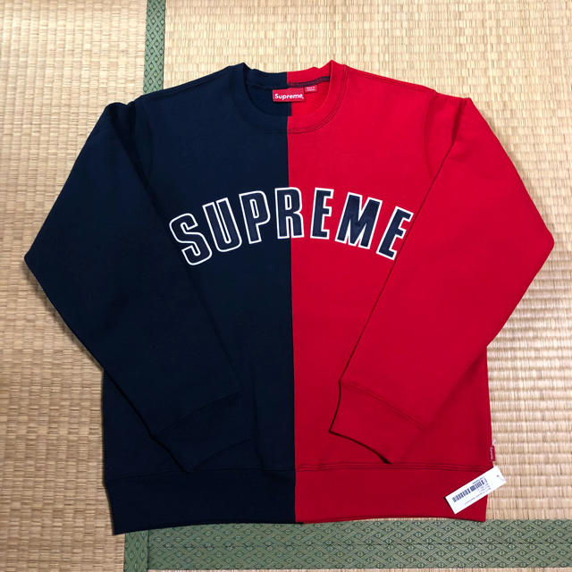 【S】supreme Split Crewneck Sweat Navy 1