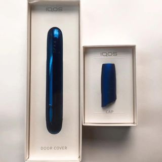 アイコス(IQOS)の【激安】iQOS3 ドアカバー+キャップ ステラブルー 青(その他)