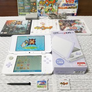 ニンテンドー2DS(ニンテンドー2DS)の❤超美品・送料無料❤2DSLL&妖怪&モンハンX&トリコ❤ホワイト×ラベンダー(携帯用ゲーム機本体)