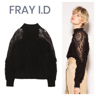 フレイアイディー(FRAY I.D)のFRAY I.D レースショルダーケーブルプルオーバー 今期 新作 ワンピース(ニット/セーター)