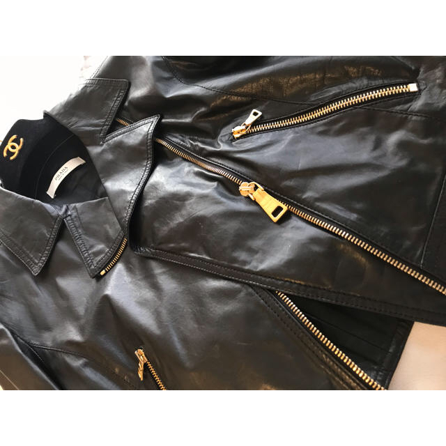PRADA - 【70万】PRADA レザー ライダースジャケット 黒 金 プラダの