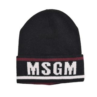 エムエスジイエム(MSGM)のMSGM メンズ ブラックニットキャップ(ニット帽/ビーニー)