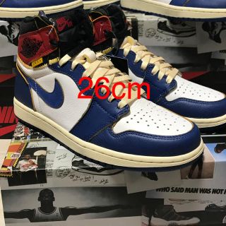 ナイキ(NIKE)のUNION AIR JORDAN 1 RETRO HIGH NRG 青 26cm(スニーカー)