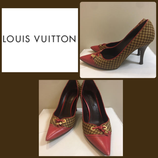 LOUIS VUITTON(ルイヴィトン)のルイヴィトン♡ハラコ×レッドレザー ダミエ パンプス♡ レディースの靴/シューズ(ハイヒール/パンプス)の商品写真