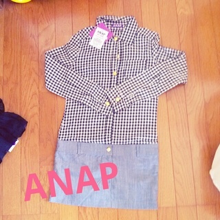 アナップ(ANAP)のANAP♡切り替えシャツワンピ新品(ミニワンピース)