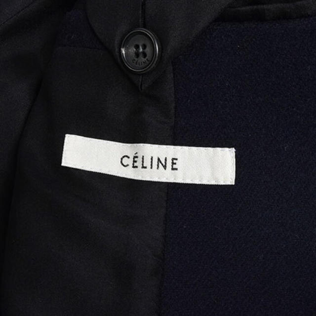 celine(セリーヌ)のポケット仮縫いまま！ セリーヌ クロンビーコート ブラック ネイビー 34 XS レディースのジャケット/アウター(チェスターコート)の商品写真