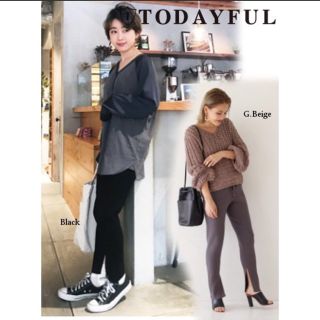 トゥデイフル(TODAYFUL)のTODAYFUL Slit Knit ＊ ブラック(カジュアルパンツ)