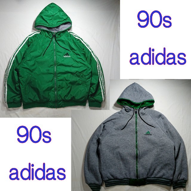 adidas 90年代 リバーシブル ナイロン パーカー ジャケット デカロゴ adidas 90年代 リバーシブル ナイロン パーカー ジャケット デカロゴ