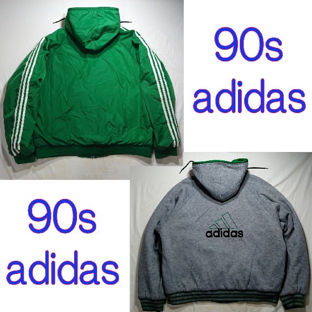 adidas 90年代 リバーシブル ナイロン パーカー ジャケット デカロゴ adidas 90年代 リバーシブル ナイロン パーカー ジャケット デカロゴ