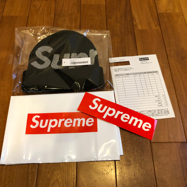 Supreme(シュプリーム)の18AW supreme big logo beanie ビーニー ブラック メンズの帽子(ニット帽/ビーニー)の商品写真