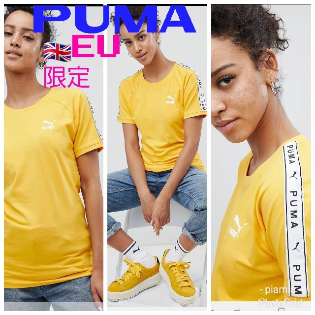 イギリス限定　日本未発売　Puma プーマ　ブランドロゴTシャツ　イエロー SM