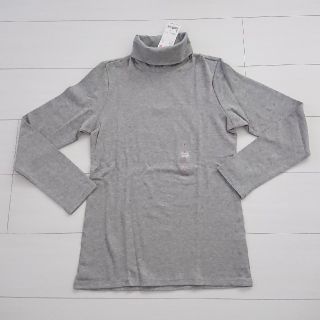 ユニクロ(UNIQLO)のユニクロ ストレッチ コットン タートルネック Tシャツ グレー Ｌ 新品(Tシャツ(長袖/七分))