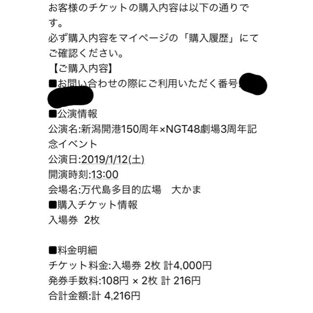 NGT48(エヌジーティーフォーティーエイト)のNGT48 3周年記念イベント参加チケット1枚 チケットの音楽(女性アイドル)の商品写真