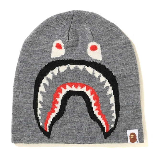 BAPE 2ND SHARK KNIT CAP GLAY シャーク ビーニー