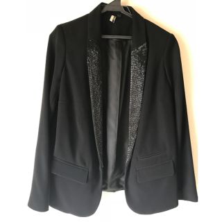 トップショップ(TOPSHOP)のトップショップ ビジュー黒ジャケット(テーラードジャケット)