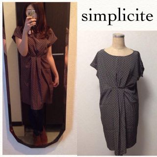 スピックアンドスパン(Spick & Span)のsimplicite ドットワンピース♡(ひざ丈ワンピース)