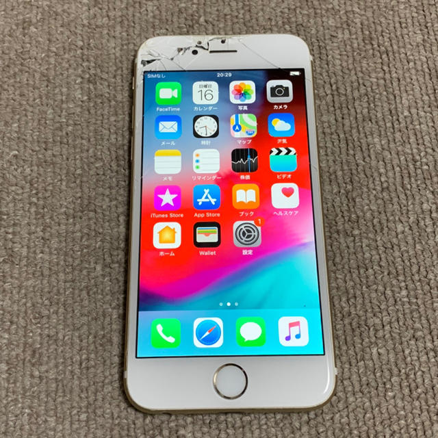 ジャンク 画面割れ SIMフリー iPhone6s 128GB ゴールド 02-